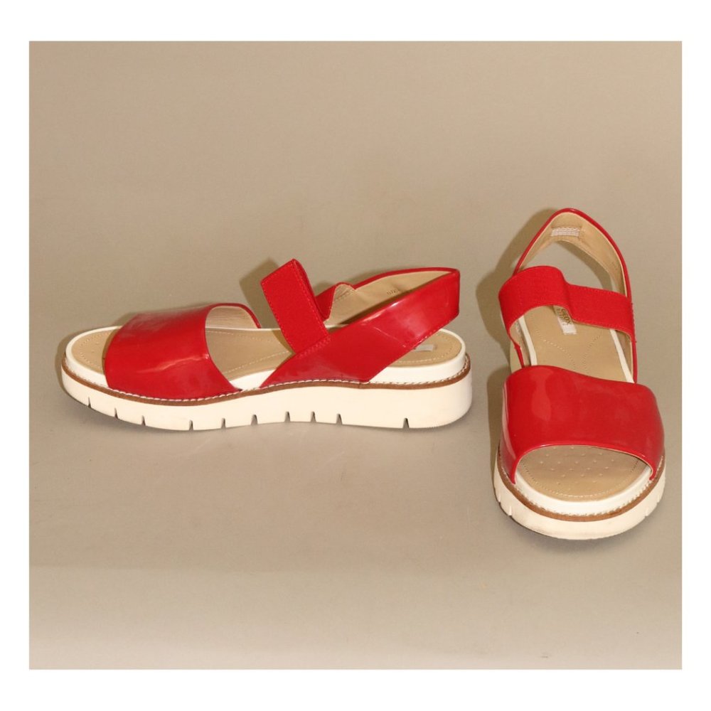 Geox Red & White Platform Sandals Size 38.5